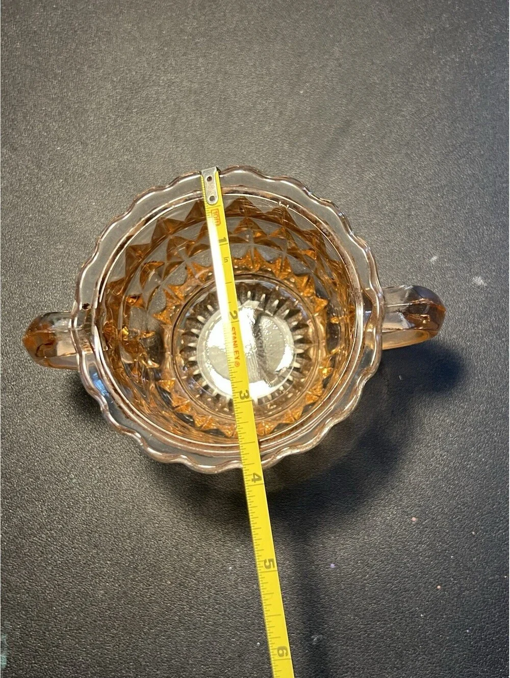 Jeannette Glass 1940s Cream Sugar Set Windsor Diamond Pink Depression Glass